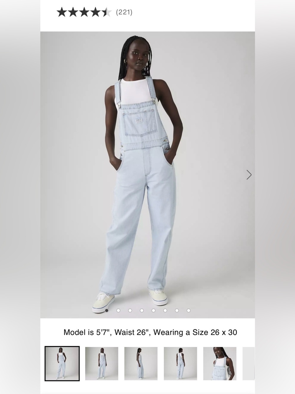 Levi’s Light Blue Wide-Leg Denim Overalls size XL